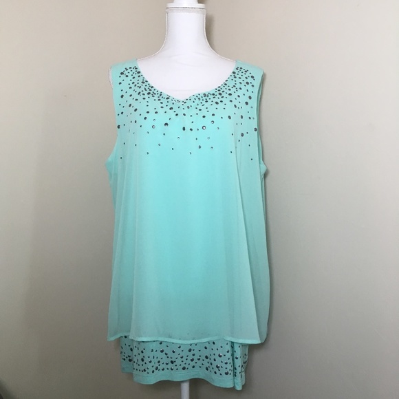 Avenue Tops - NWT Avenue Sea Blue Sleeveless Blouse 18/20